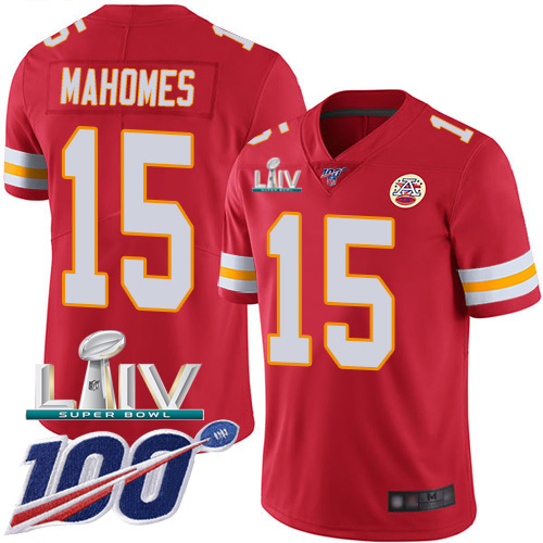 Kansas City Chiefs Nike 15 Patrick Mahomes Red Super Bowl LIV 2020 Team Color Youth Stitched NFL 100th Season Vapor Untouchable Limited Jersey